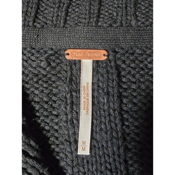 Free People Cappuccino Cardi Cardigan Longline sweater Black size Medium Toggle - Picture 3 of 8
